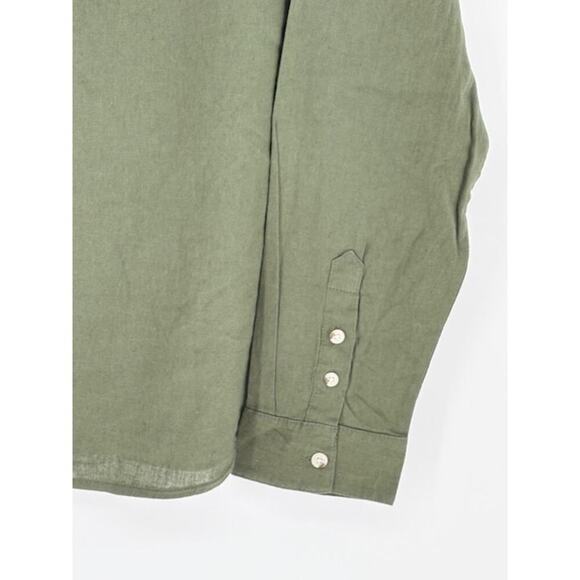 Saks Fifth Avenue Linen Blend Long Sleeve Olive Green Henley – XL NWT - Picture 3 of 5